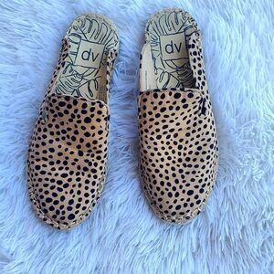 Dv by Dolce Vita Womens Brown Black Leopard Dot Print Espadrilles Mules Slipons